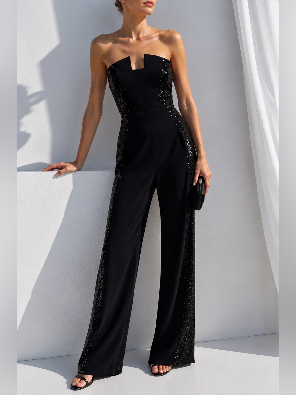 Black Halo Lena Sequin Jumpsuit